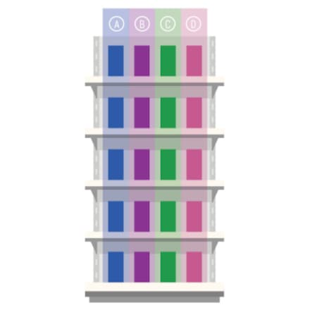 Schită cu organizarea unui raft pe verticală