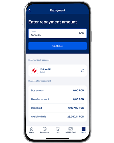 Ecran plata credit prin aplicatia METRO