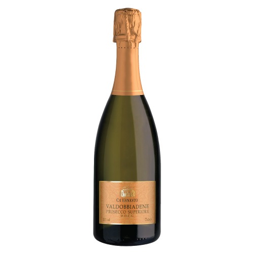 Sticlă Ca’ Ernesto Valdobbiadene Prosecco Superiore D.O.C.G. 0,75L pe fundal alb
