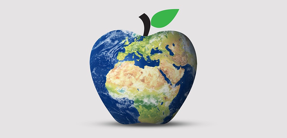 karta sveta na jabuci