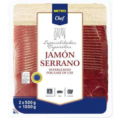 METRO Chef Pršuta serrano 500 g x 2 kom, 1 kg slajs