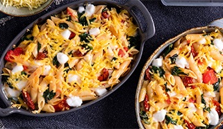 Gratinované cestoviny so špenátom a sušenými paradajkami