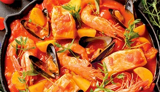 Letná panvica s morskými plodmi