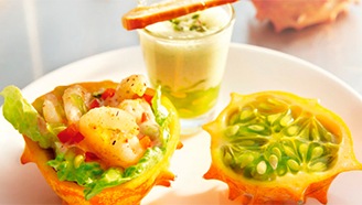 Kokteil s krevetami a kiwanom