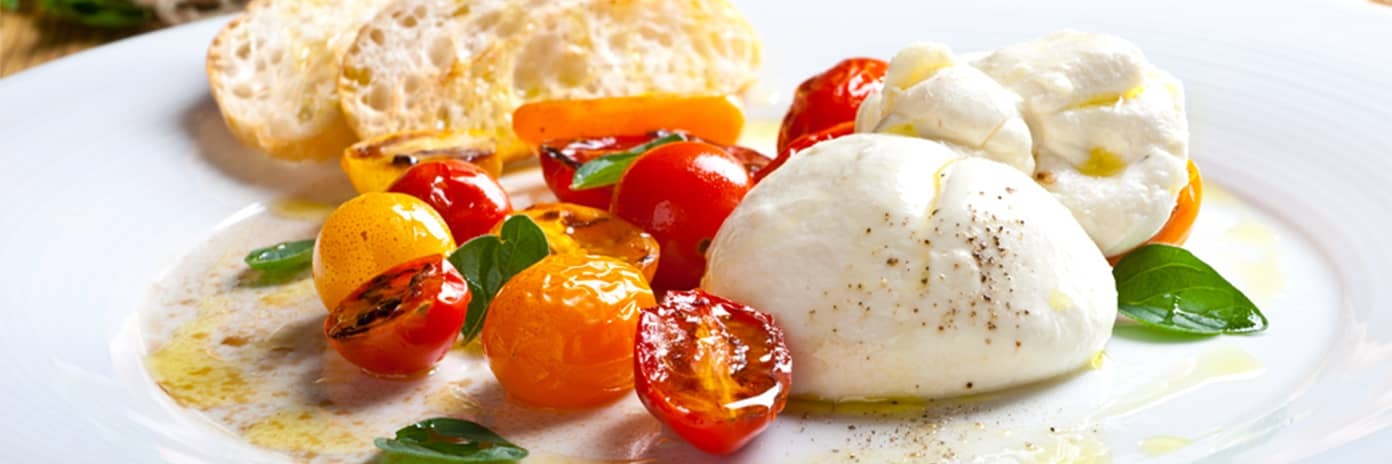 Mozzarella Burrata s pečenými rajčaty